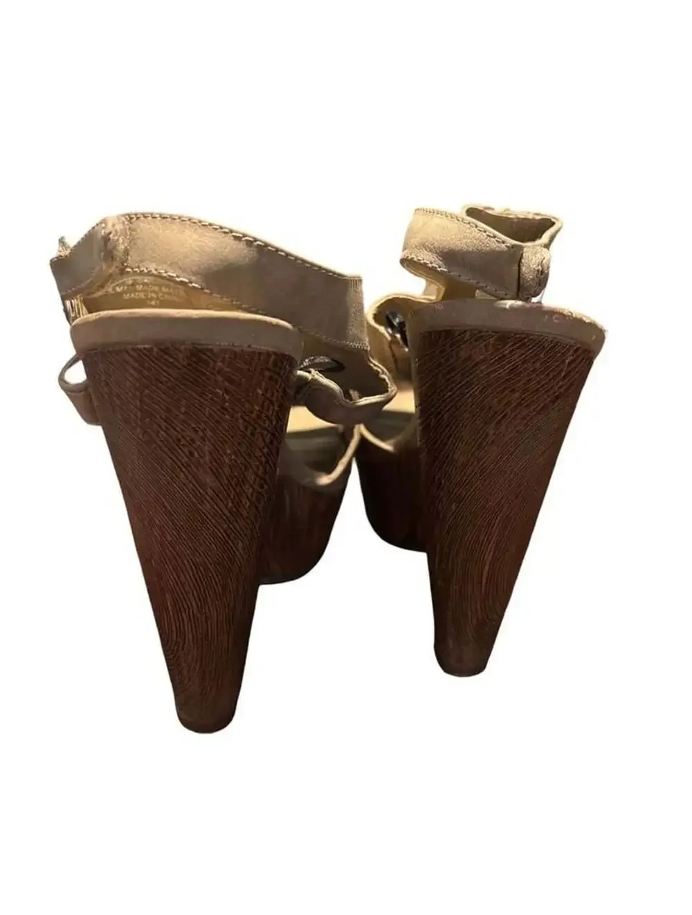G by GUESS Taupe Platform Wedge Sandals Women's 10M Zip Front Peep Toe